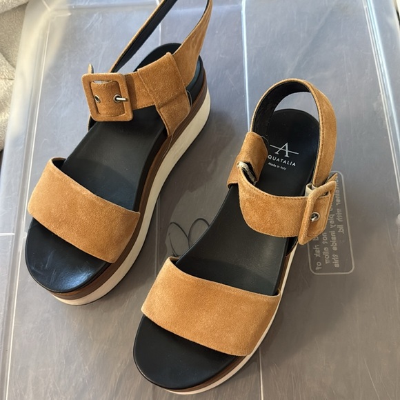 Aquatalia | Suede Leather Platform Sandals size 7 - Picture 2 of 8